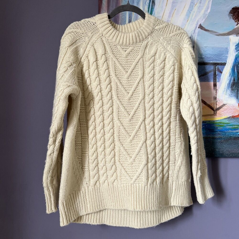 TUCKERNUCK Size S Off White Wool Blend Crewneck  Man’s Cable Knit